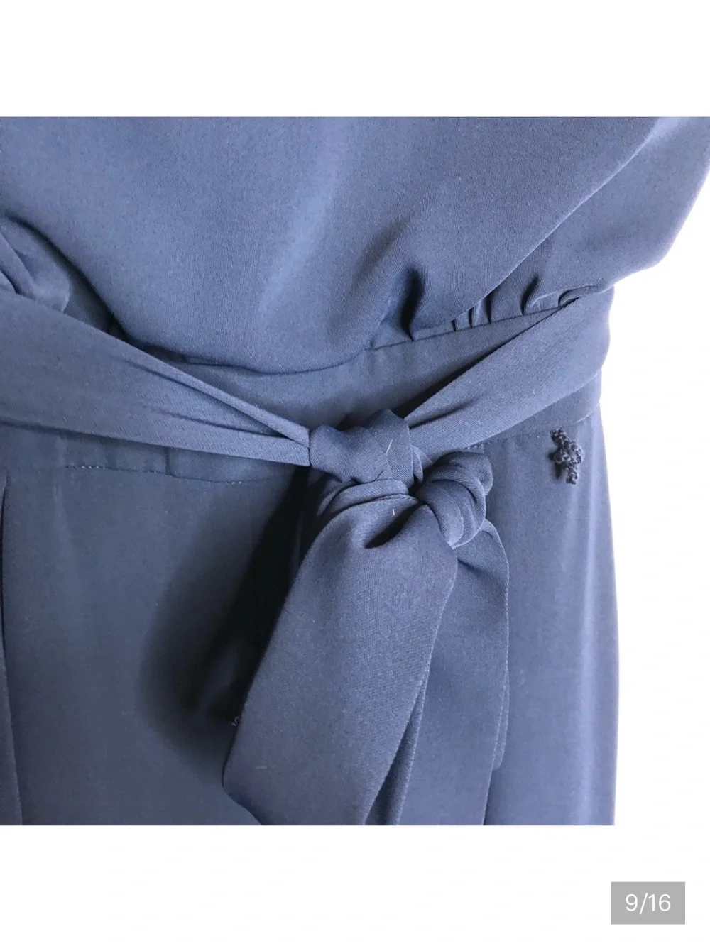 Eliza J navy blue cap sleeve belted jumpsuit size 8 - Picture 9 of 16